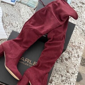 Women’s Charles David over the knee microsuede Cabernet boots, size 7M